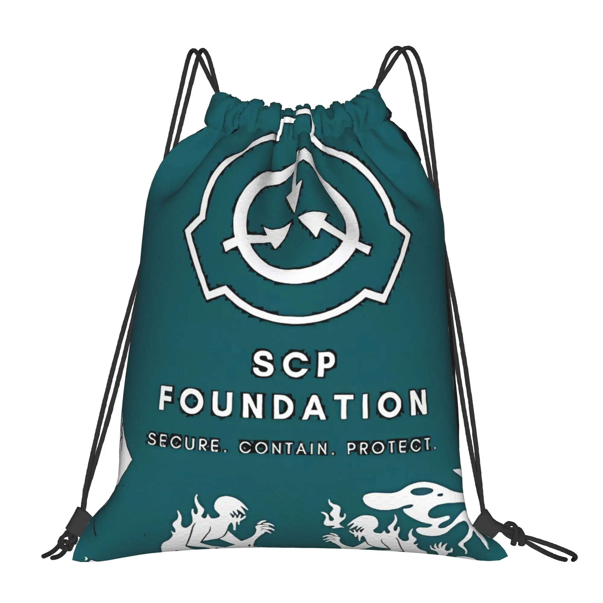 horror aesthetic SECURE. CONTAIN SCP Foundation Portable Hiking Drawstring Bags Riding gym Backpack gift Storage Backpacks