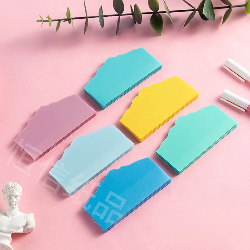 50sheets Light Color Transparent Pearlescent BOPP Sticky Notes Notebook Reading Highlights Label Writable Sticker To Do List Tab