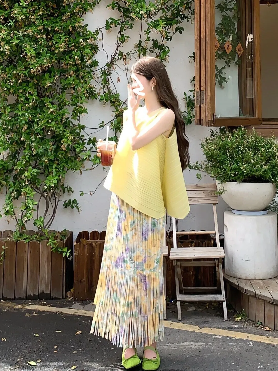 Three Zha Furo Half-length Skirt with Tassel New Color Blooming Small Lazy Folded Slimming Pleated Skirt for Ladies