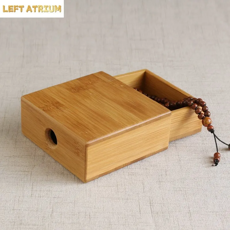 Bamboo and Wood Jewelry Box Small Simple Bamboo Bracelets Beads Storage Box Magnet Switch Chinese Beautiful Gift Boxes