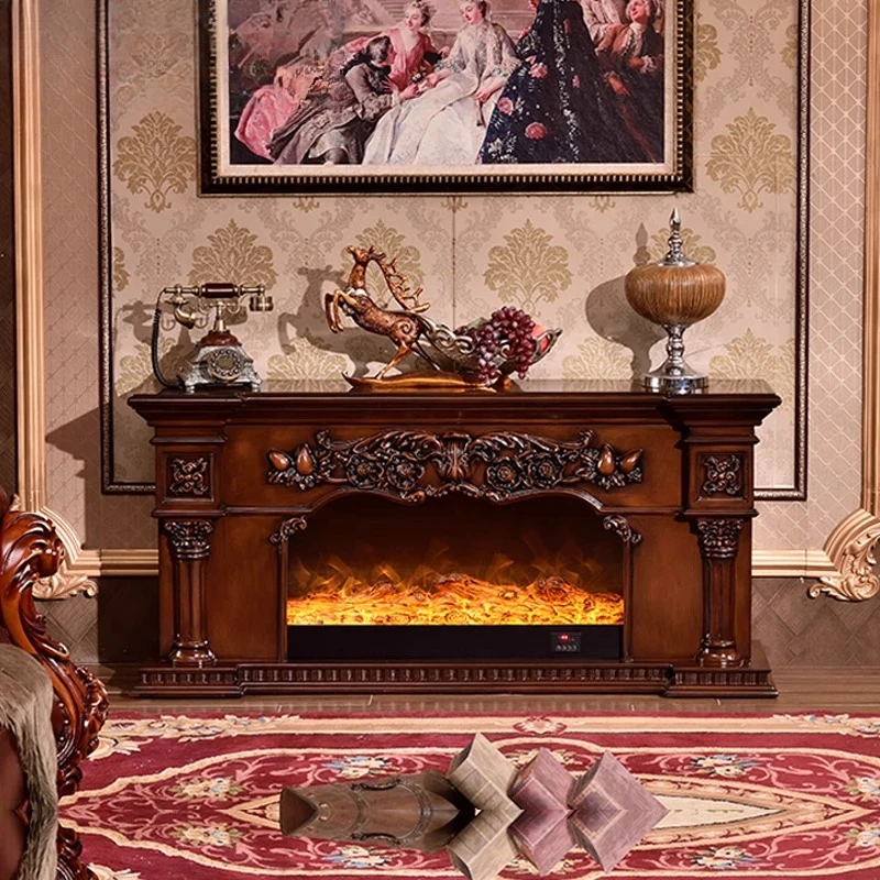 

Customized 1.2/1 American Fireplace TV Cabinet Simulated Fire Electronic Fireplace Core, Household Solid Wood Decorative Cabinet