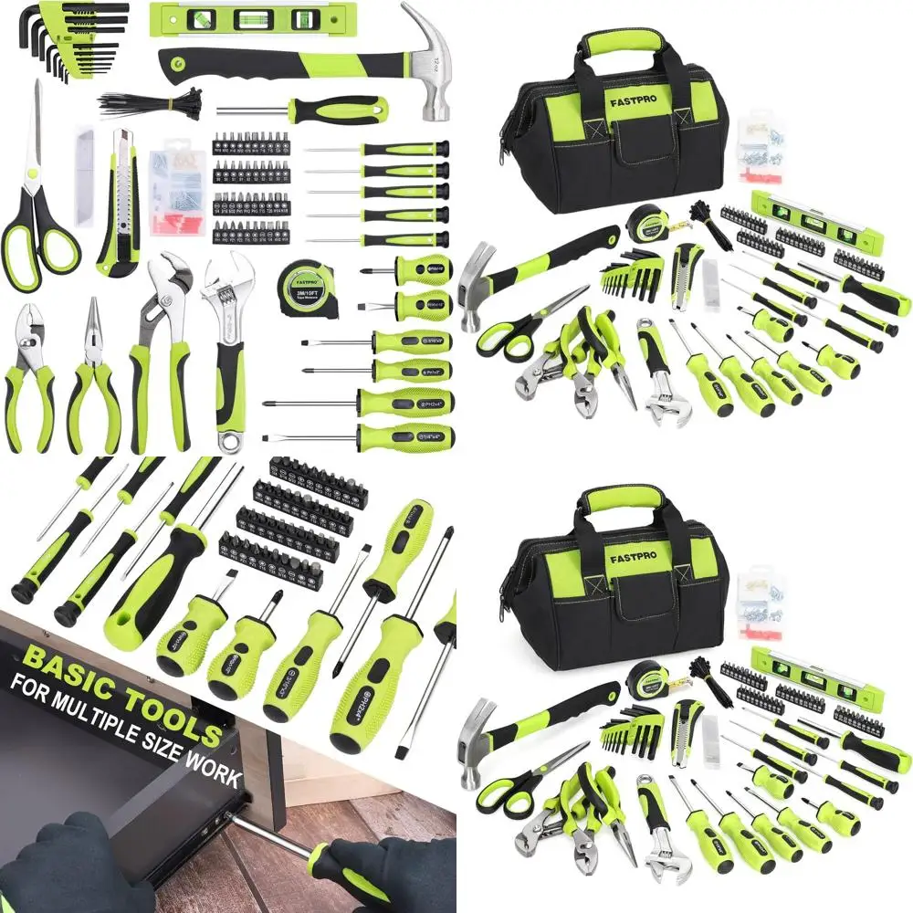 

Набор инструментов для дома из 220 предметов зеленого цвета с сумкой для хранения 12 дюймов для ремонтных работ