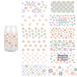 DIY Flowers UV DTF Transfer Sticker Wraps Cup Cartoon Cute Fashionable Bloow Libbey Glass Cup Decals Design Custom Wtaerproof