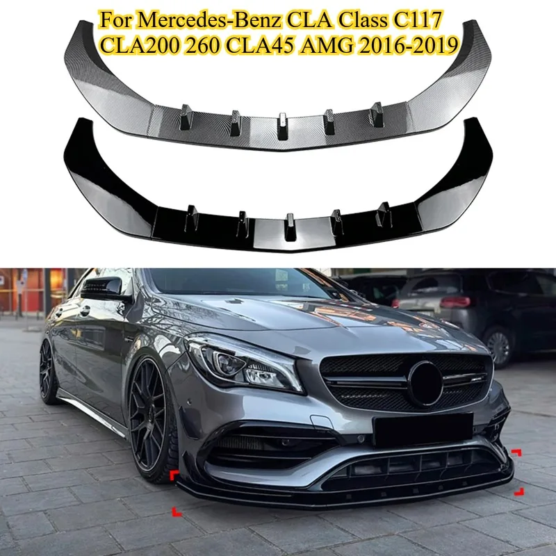 

Glossy Black for Mercedes-Benz CLA Class C117 CLA200 CLA260 CLA45 AMG 2016 2017 2018 2019 Front Bumper Spoiler Lip Splitter Kit