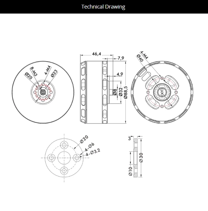 T-MOTOR V807 KV170 12S Cheap Factory Price 6800W 28 Poles Best Powerful Dc Vtol Drone Motor