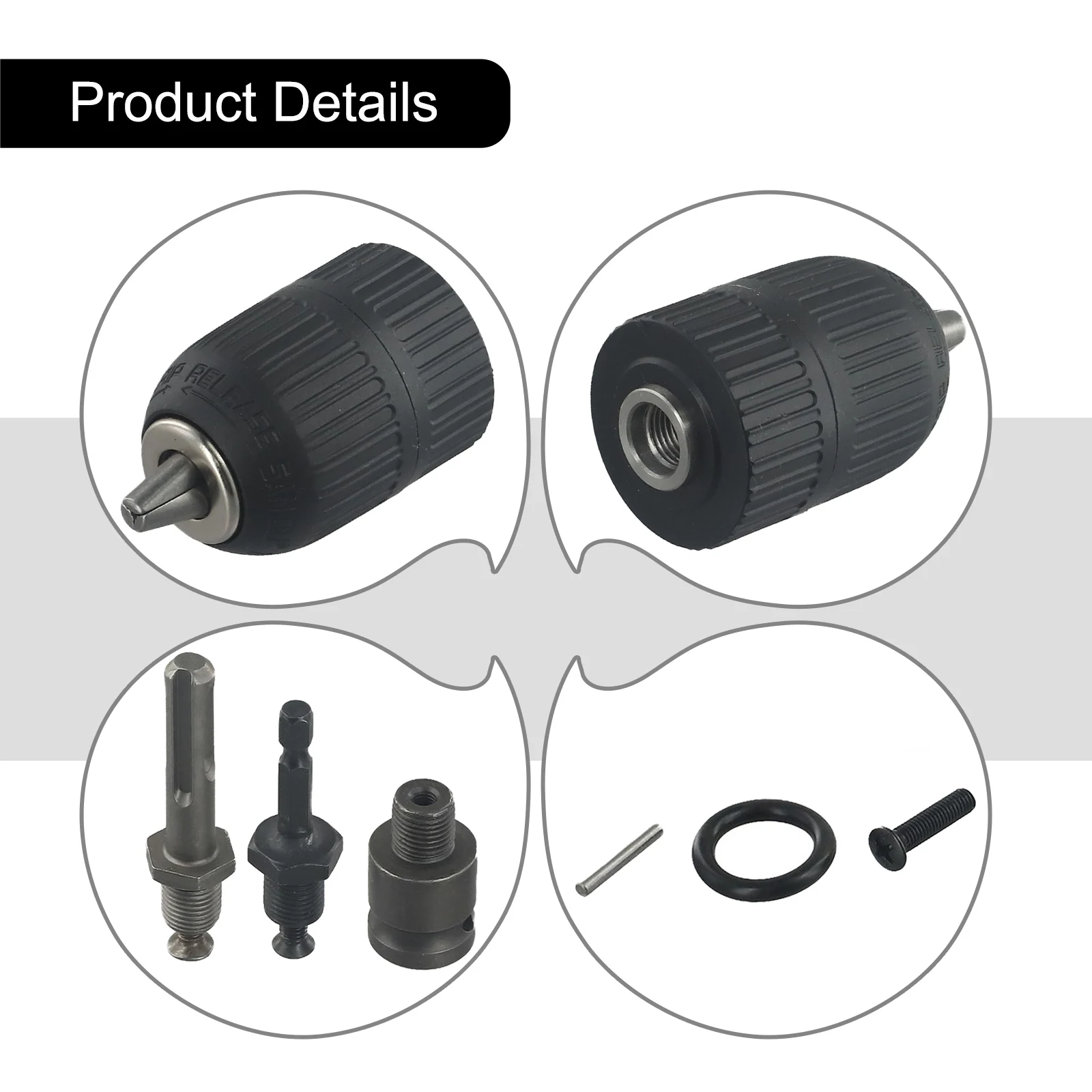 

Keyless Chuck Drill Chuck Fittings High Quality Replacement Three-jaw 5 In 1 For 2--13mm Shank Drills Accessories