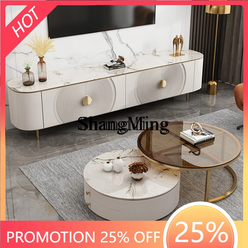 

FG good-looking light luxury rock panel TV cabinet coffee table combination modern simple small apartment living locker