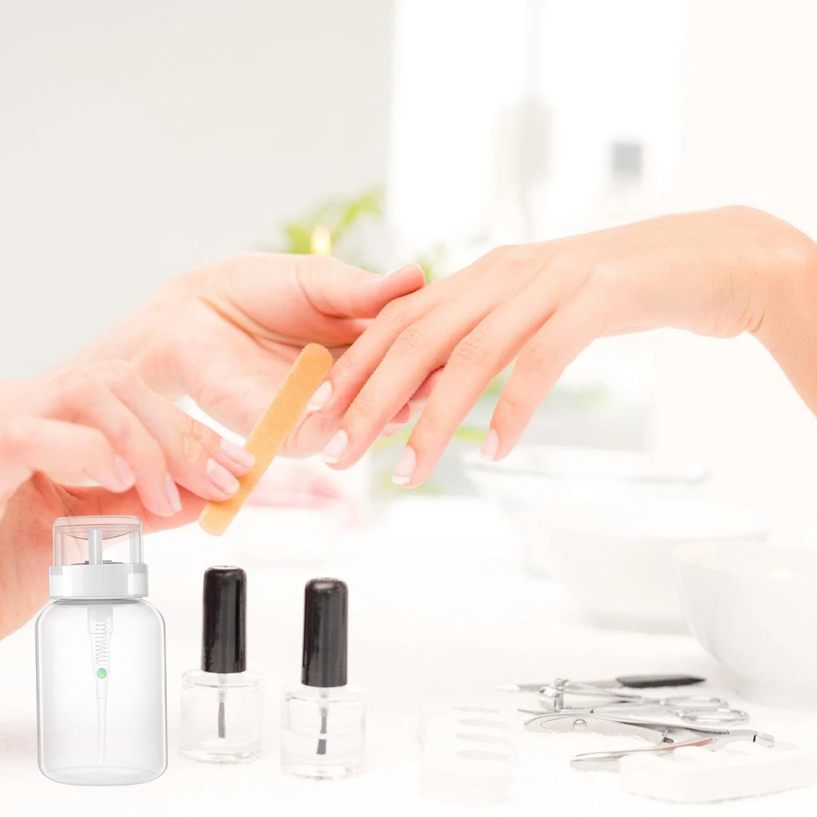 2 stücke 200 ml Nagellack Entferner Flaschen Leere Abschließbare Presse Dispenser Subpackaging Design Langlebige Pump Flasche Für Nagel kunst