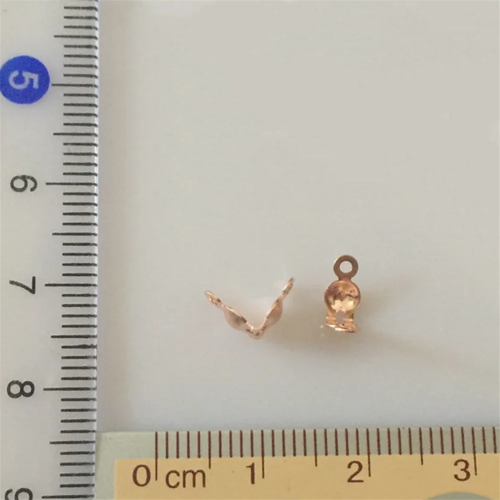 5 Pieces Clamshell Bead Tips with 2 Rings in 14K Rose Gold Filled for Knot Covers and Crimp Ends
