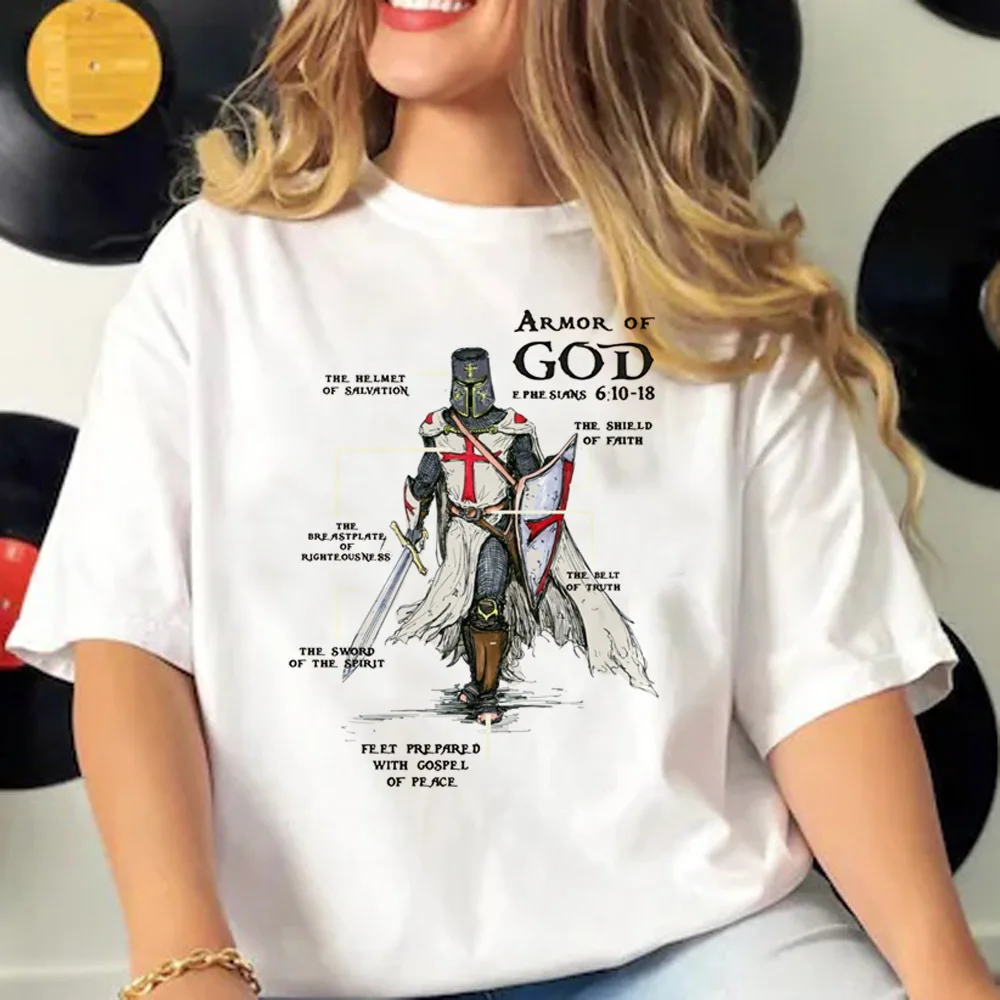 Knights Templar Design T-shirts para mulheres, Designer Top, Roupas engraçadas