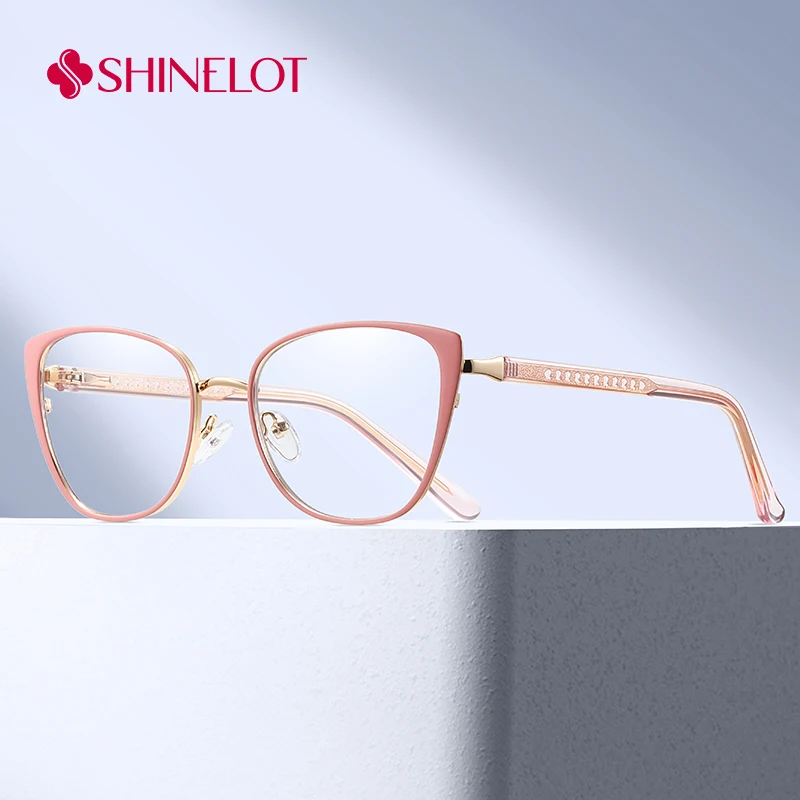 

82257 High Quality Prescription Metal Cat Eye Eyeglasses Frame Female Optical Glasses Youth Style Bluelight Blocking Eyewear