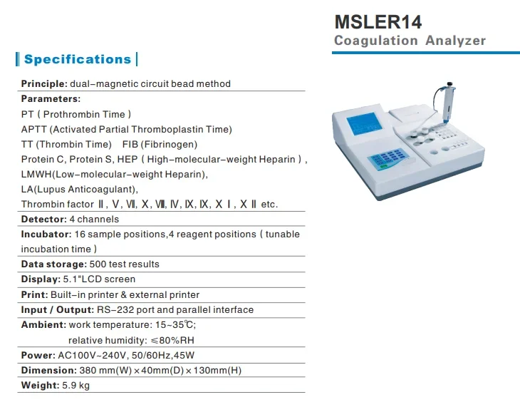 URIT-610 Portable bloo coagulation analyser machines tank analyzer