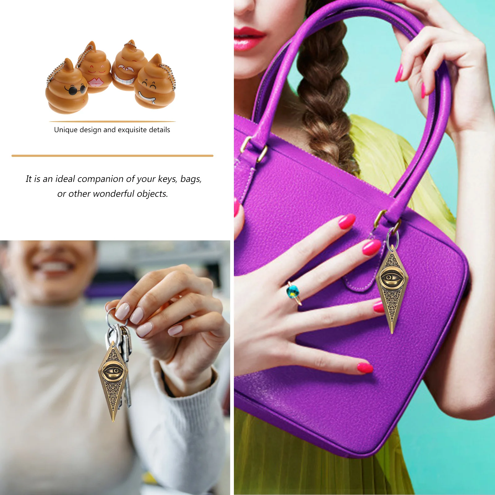 

Evil Eye Charm Metal Hanging Decor Creative Pendant Bag Key Chain Stylish Backpack Charm Unique Decoration Evil Eye Decor