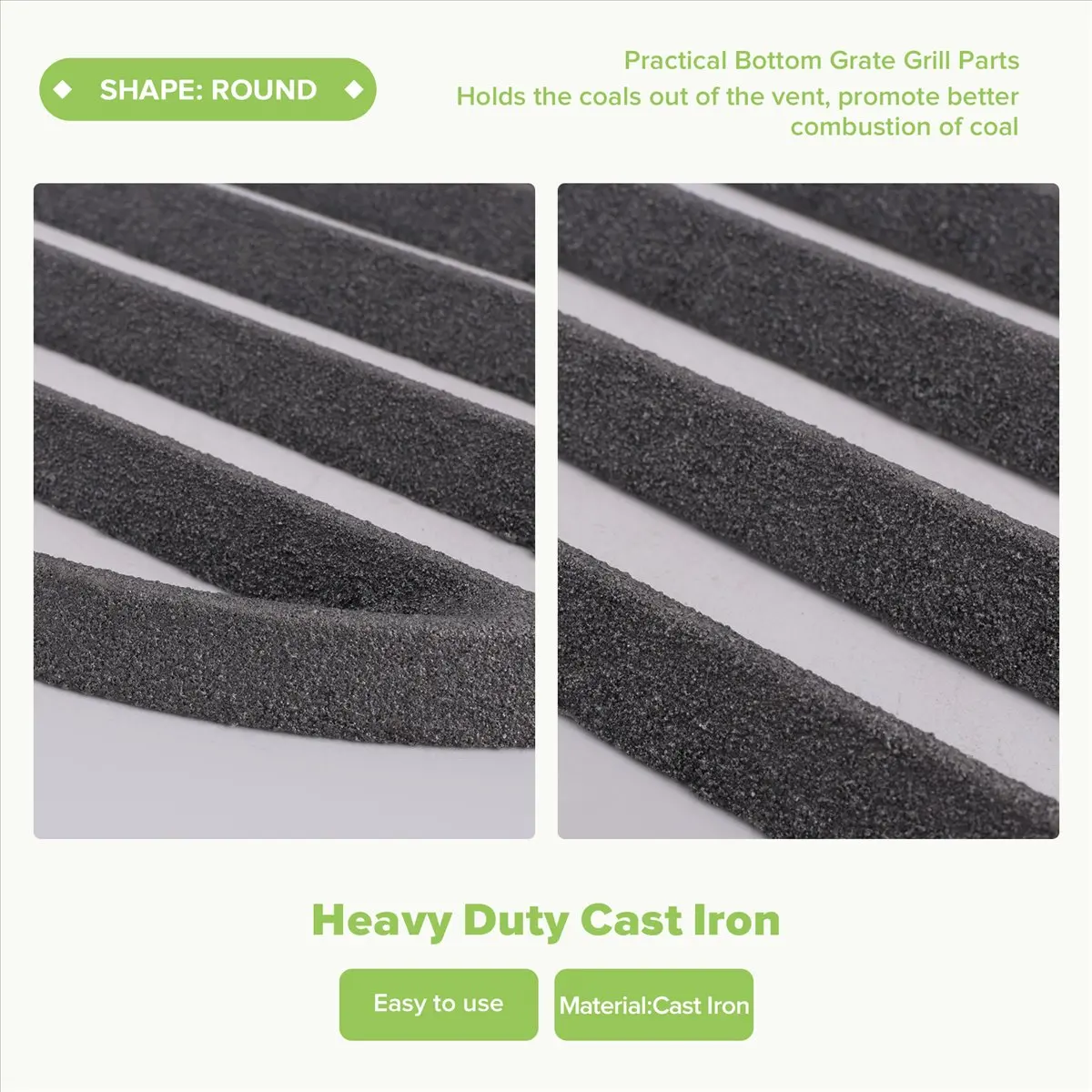 AA14 Cast Iron Bottom Fire Grate Round BBQ Grill Grate, High Heat Charcoal Plate Bottom Grate Grill Parts 11 Inch