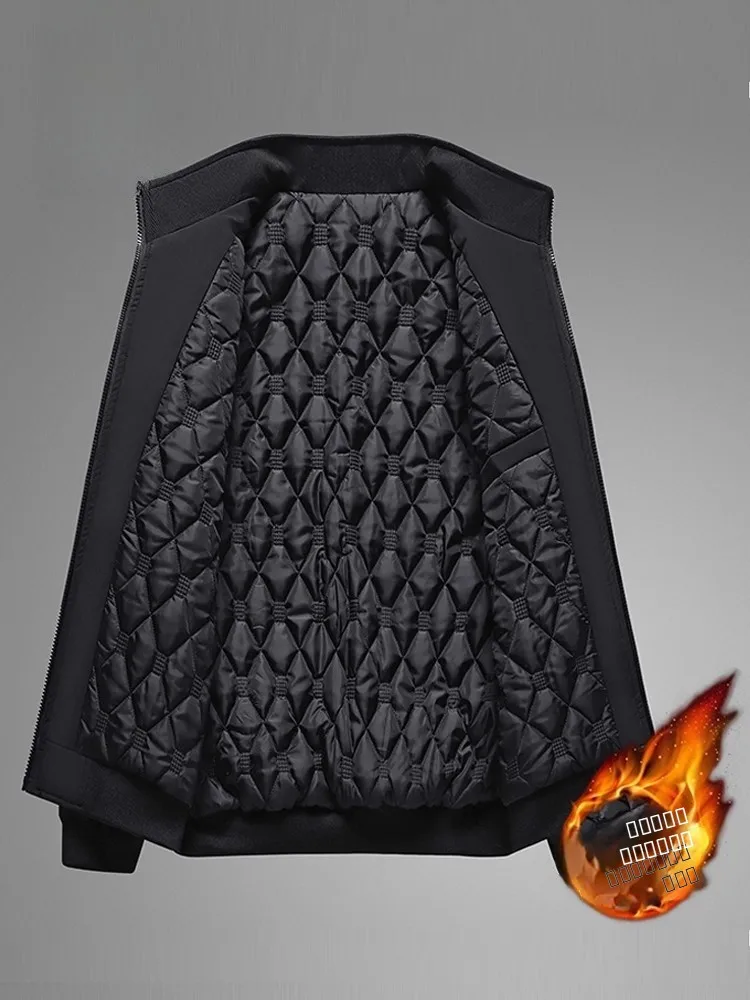 معطف شتوي للرجال من Thiened Fce مبطن Adstrative Sle قطن Jaet بياقة واقفة معطف دافئ من القطن الداخلي المنفوش في منتصف العمر... #4