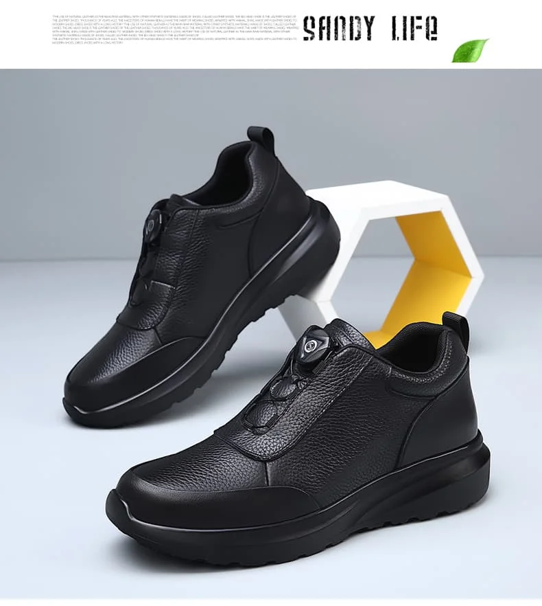 Sportliche Freizeitschuhe für Herren mit Automatikschnallen, bequeme Pendler-Schuhe, mehrlagiges Rindsleder, höhenvergrößerndes Innendesign – Detail 18