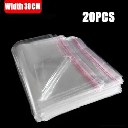 20pcs/set Width 30cm Storage Bags Clear Self Adhesive Seal Plastic Packaging Resealable Cellophane Opp Poly Bags Gift Bags