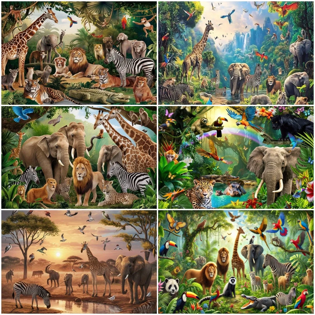 

Jungle Adventure Wildlife Theme Party Decoration Backdrop Tiger Lion Elephant Giraffe Zebra Zoo Background Photography Studio