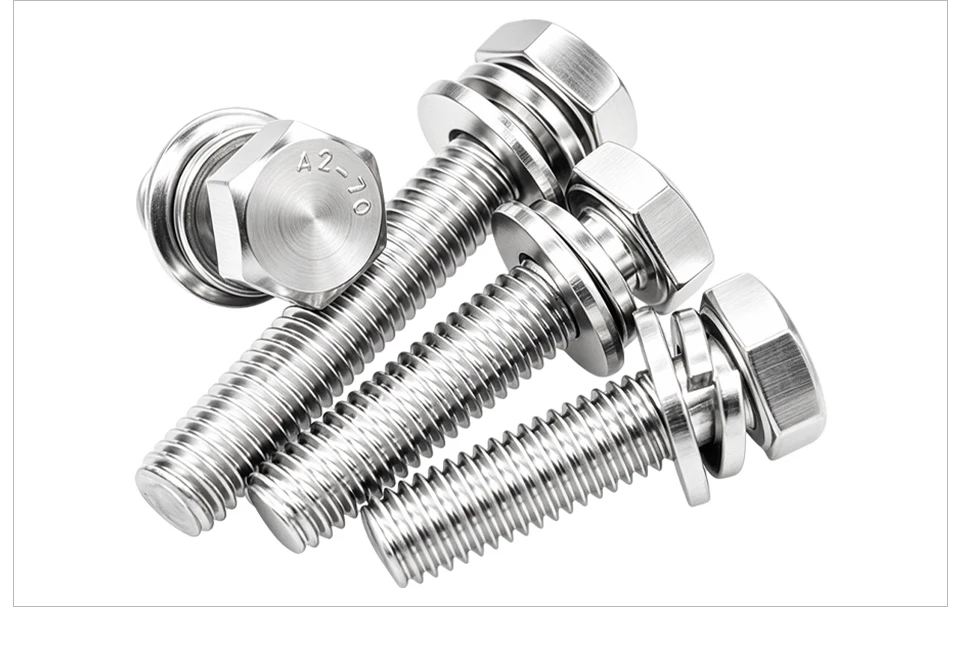 M6 M8 M10 M12 304 Edelstahl Sechskantschrauben SEMS 3-in-1 Vormontierte Schrauben mit Sicherungsscheibe und Federsicherung/Flachdichtscheibe – Detail 7