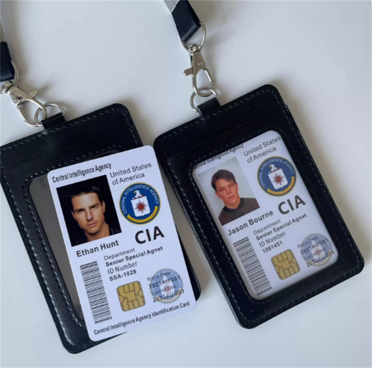 CIA American Drama ID kartu PVC tali gantung dua sisi penutup kulit dapat disesuaikan nama Avatar