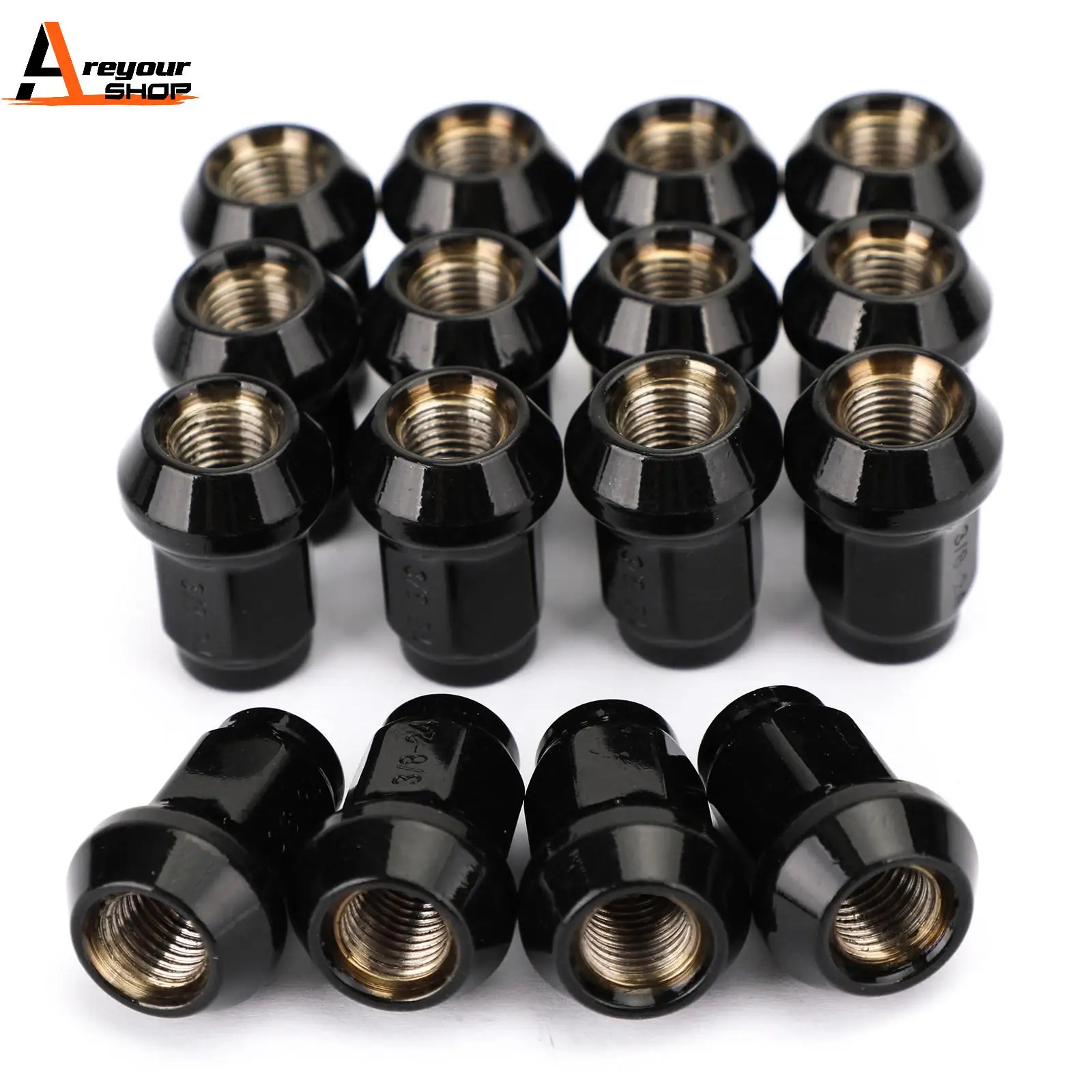 Areyourshop 16PCS Black Wheel Lug Nuts 3/8\