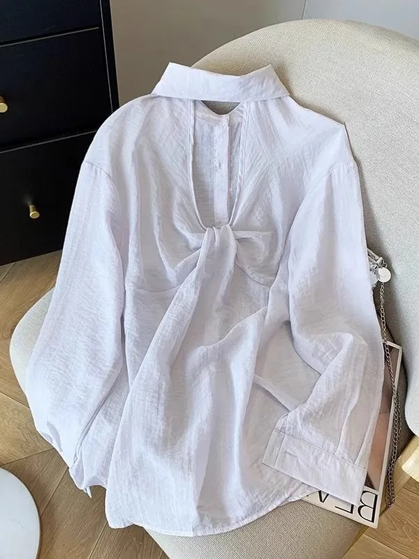 خفيفة الوزن من الحرير الجليدي للحماية من الشمس irt بتصميم مفرغ بعقدة با ملابس خارجية صيفية للسيدات بياقة غير رسمية