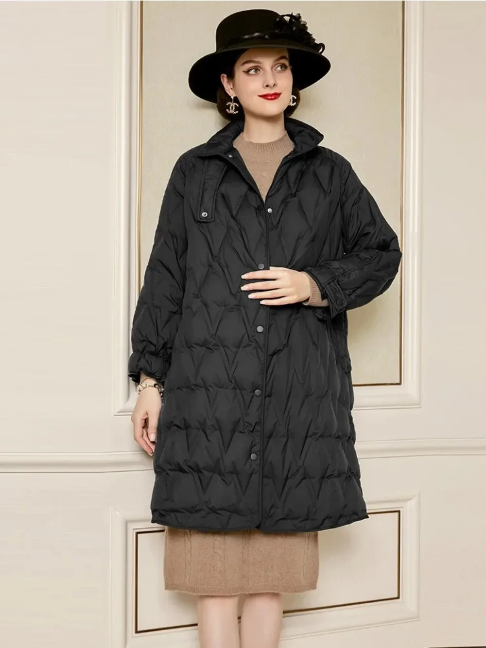 2025 جديد الشتاء المرأة سترة طويلة الأبيض بطة أسفل سترة الإناث الدافئة حزام قابل للضبط عادية الكاكي الأسود البخاخ معاطف #4