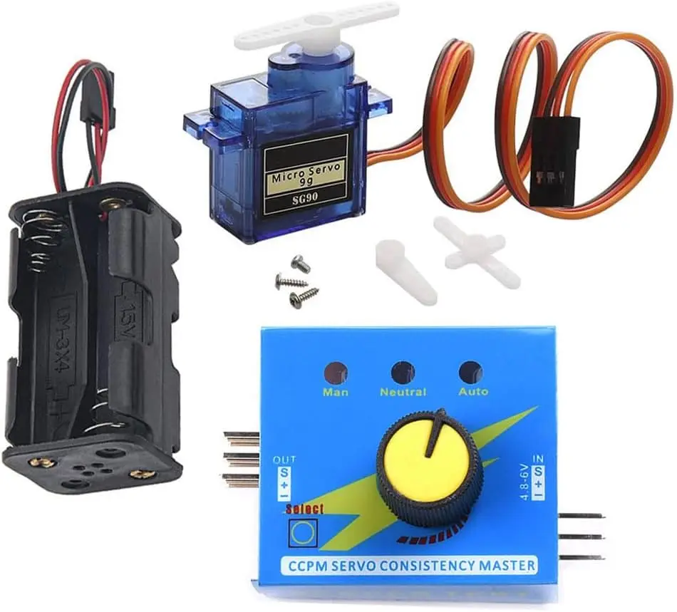 1Zestaw kontrolera serwomotoru RC + serwomechanizm 180 stopni 9g z uchwytem akumulatora 6V do robotyki RC Samochody Helikoptery Samoloty