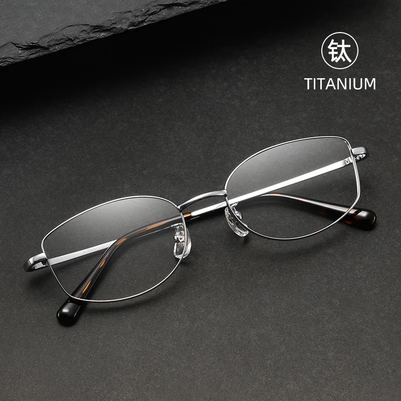 Women's Pure Titanium Eyeglasses Frame Butterfly Shaped High Grade Super Light Glasses with 144mm Long Temple Wide Face Suitable