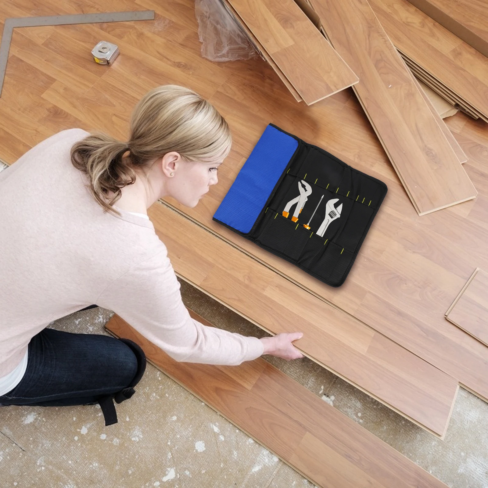 

Oxford Cloth Tool Tote Bags Reel Type Multipurpose Portable Storage Repair Tool Bag Blue Color Lightweight H held Outdoor