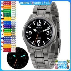 BERNY Full Titanium Men Watch Super Luminous Sports Quartz Watches Lightweight and Comfortable 5ATM Easy Read Wristwatch