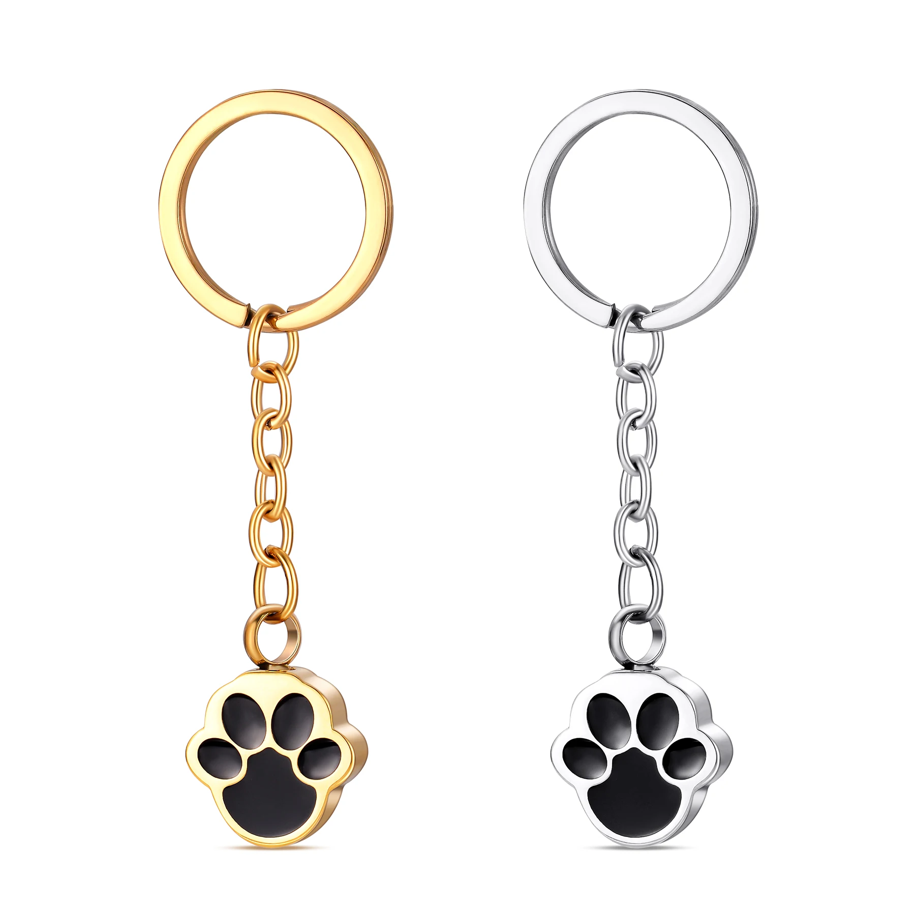 Pet Paw Print Urn Memorial keychain Wholesale Stainless Steel Key ring Memorial Keepsake Ashes Jewelry