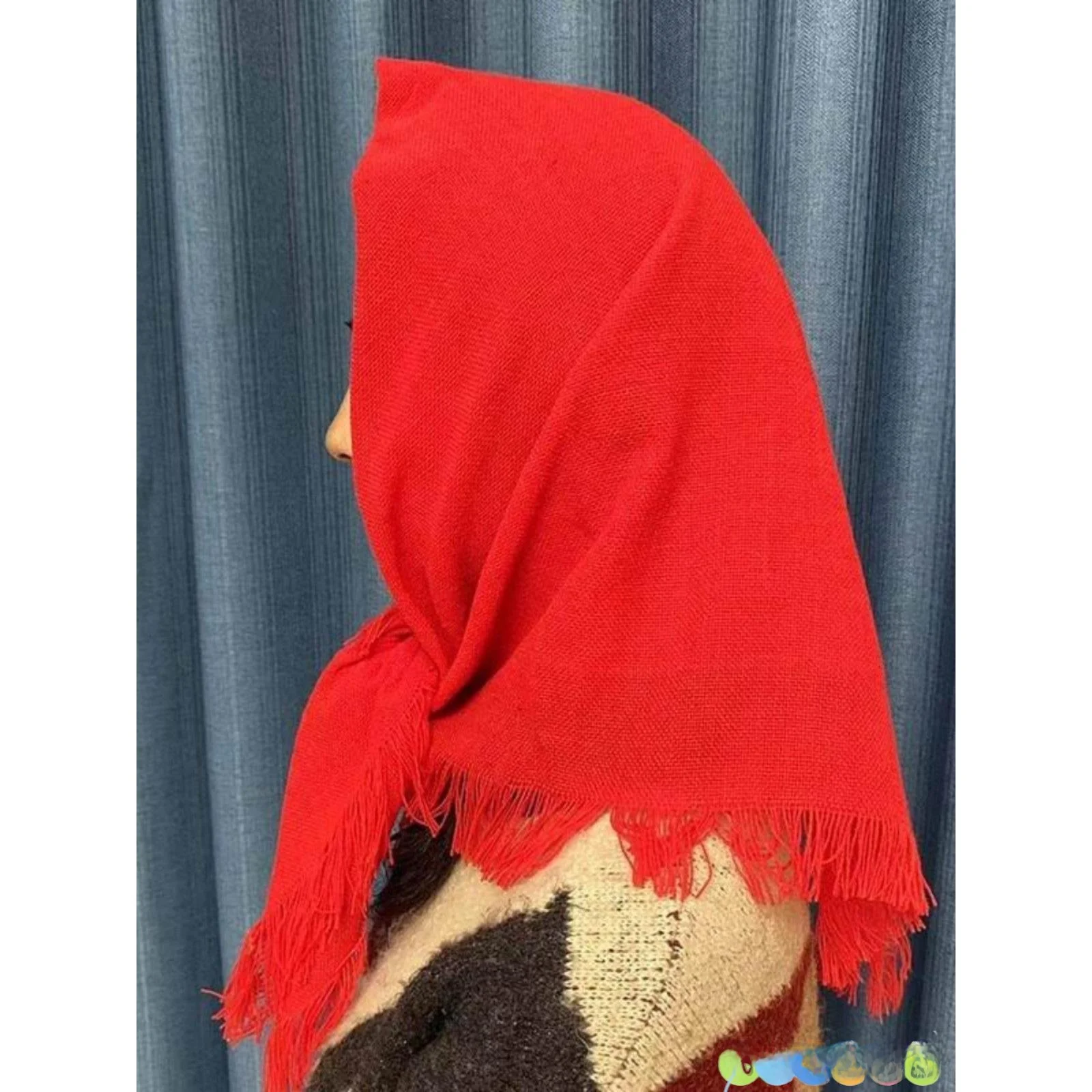 

Красный квадратный шарф в деревенском стиле, реквизит для фотосъемки, винтажный головной убор для деревенских девушек, корейская версия, многофункциональный шарф