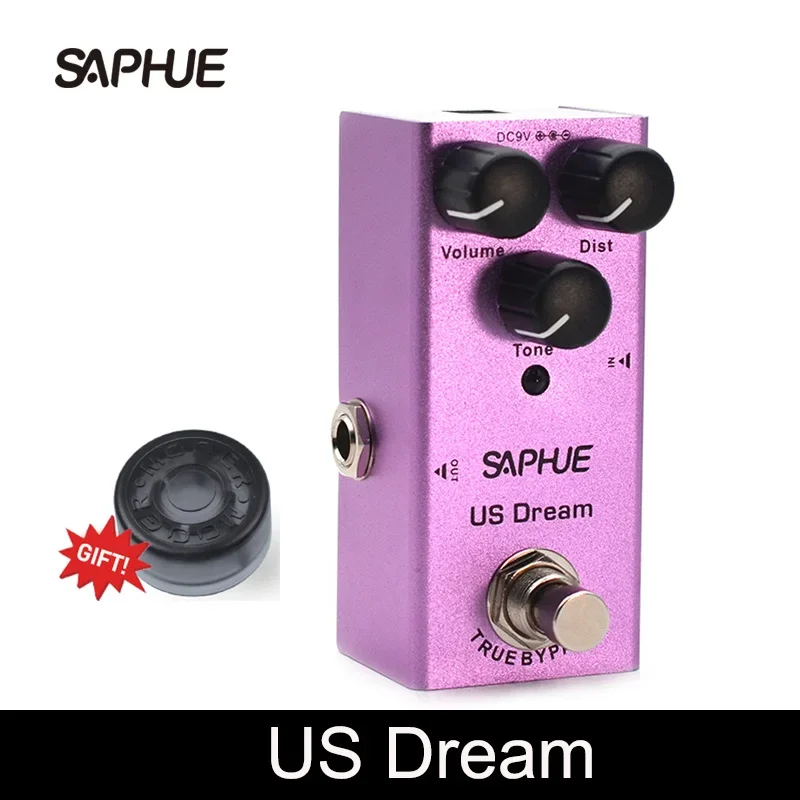 SAPHUE-Electric Guitar US Dream Distortion Pedal, Volume, Dist, Tone, Knob Effect Pedal, Mini Single Type, DC 9V True Bypass