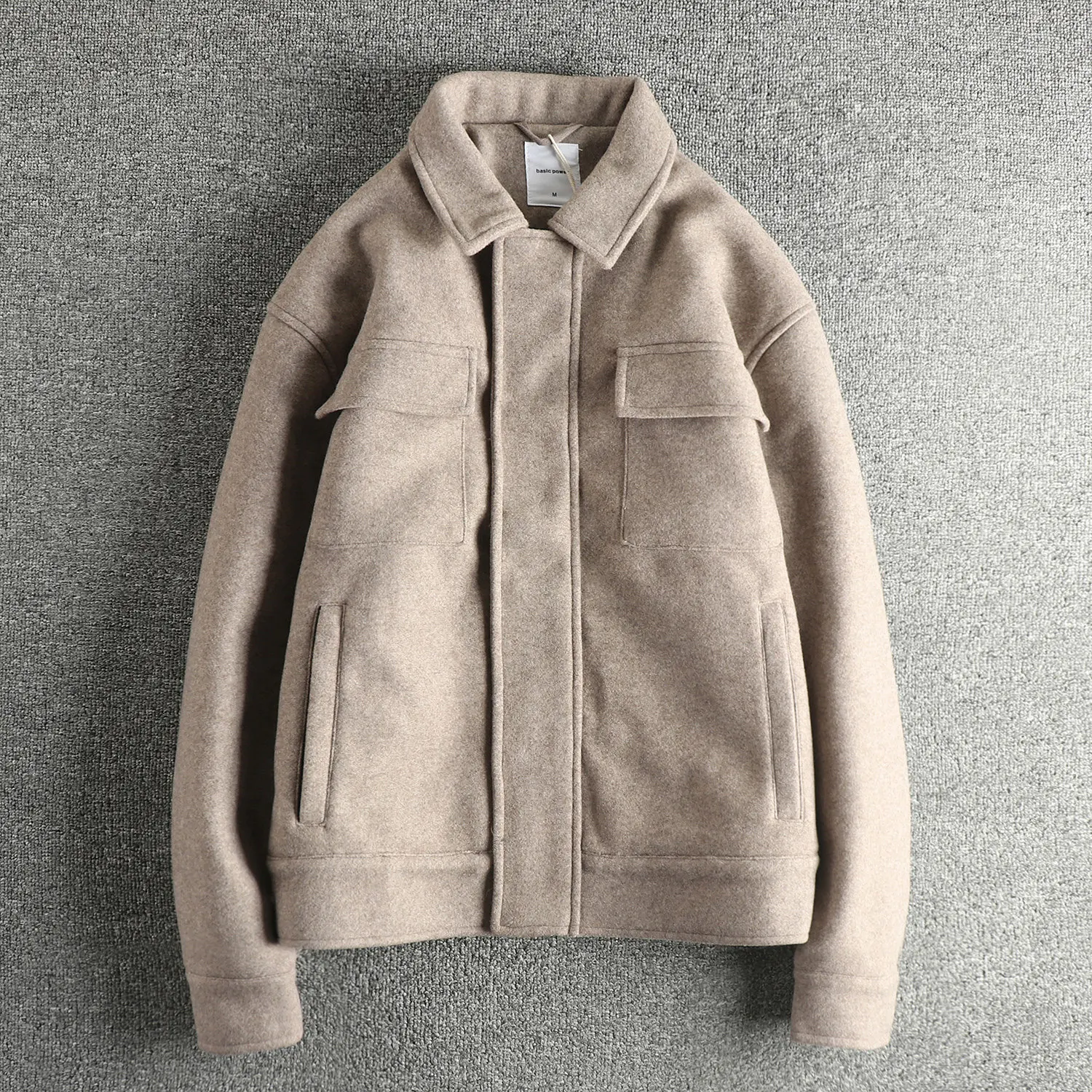 2025 Winter New American Retro Lapel Thickened Woolen Fabric Coat Men's Fashion Multiple Pockets Warm Cotton-padded Jacket