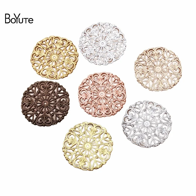 

BoYuTe (50 Pieces/Lot) Metal Brass 31MM Flower Filigree Findings Diy Handmade Jewelry Materials Wholesale