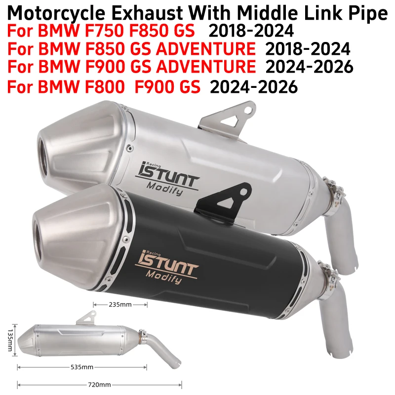 Slip-On Auspuffanlage für BMW F750 F850 F900 GS ADVENTURE 2018 - 2024 2025 2026 Motorrad Auspuffrohr Moto Schalldämpfer