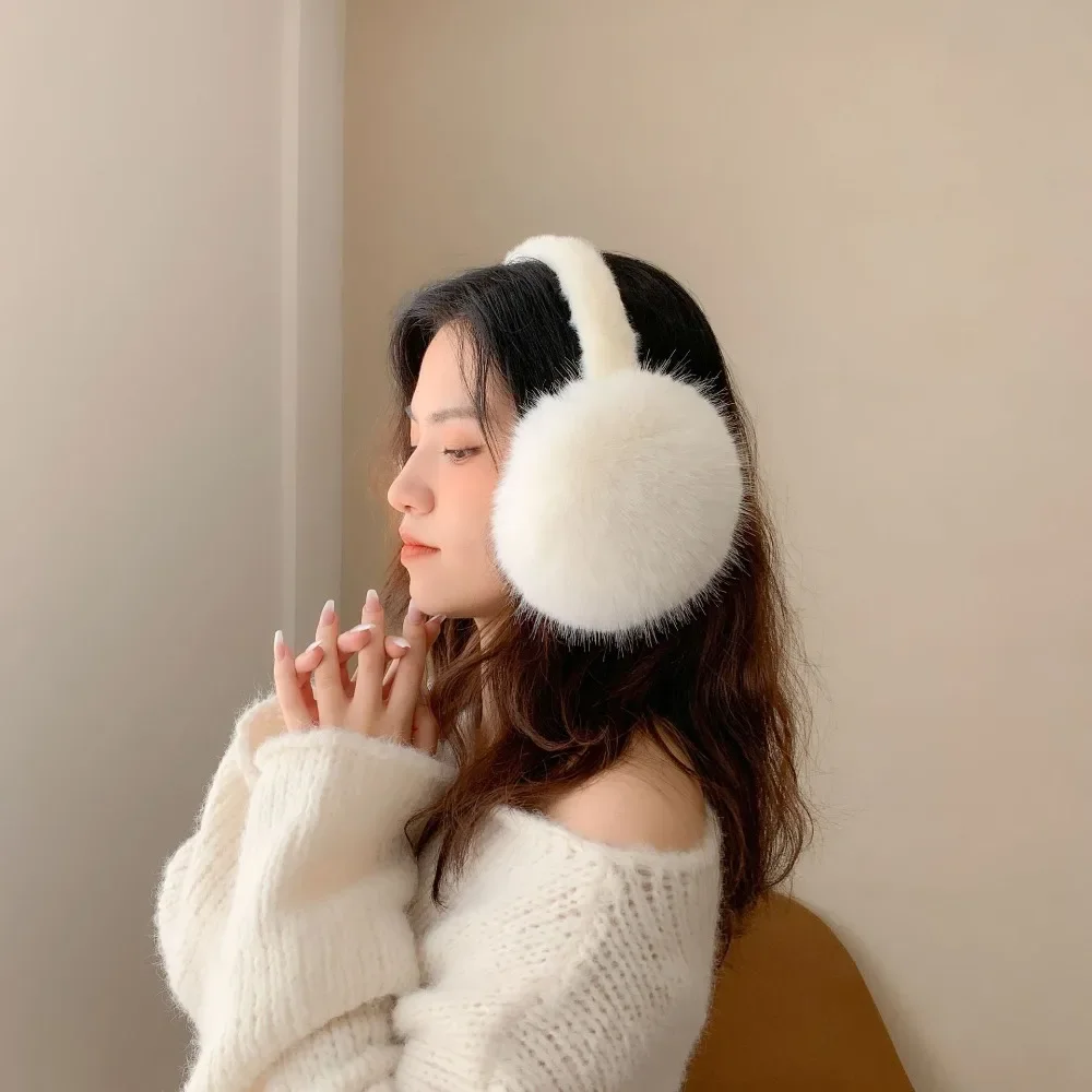 Real Fox Fur Soft Plush Ear Warmer Female Winter Warm Ear Muffs Men Earmuffs for Women Autumn Earflap Korean Ears Cover Scalable