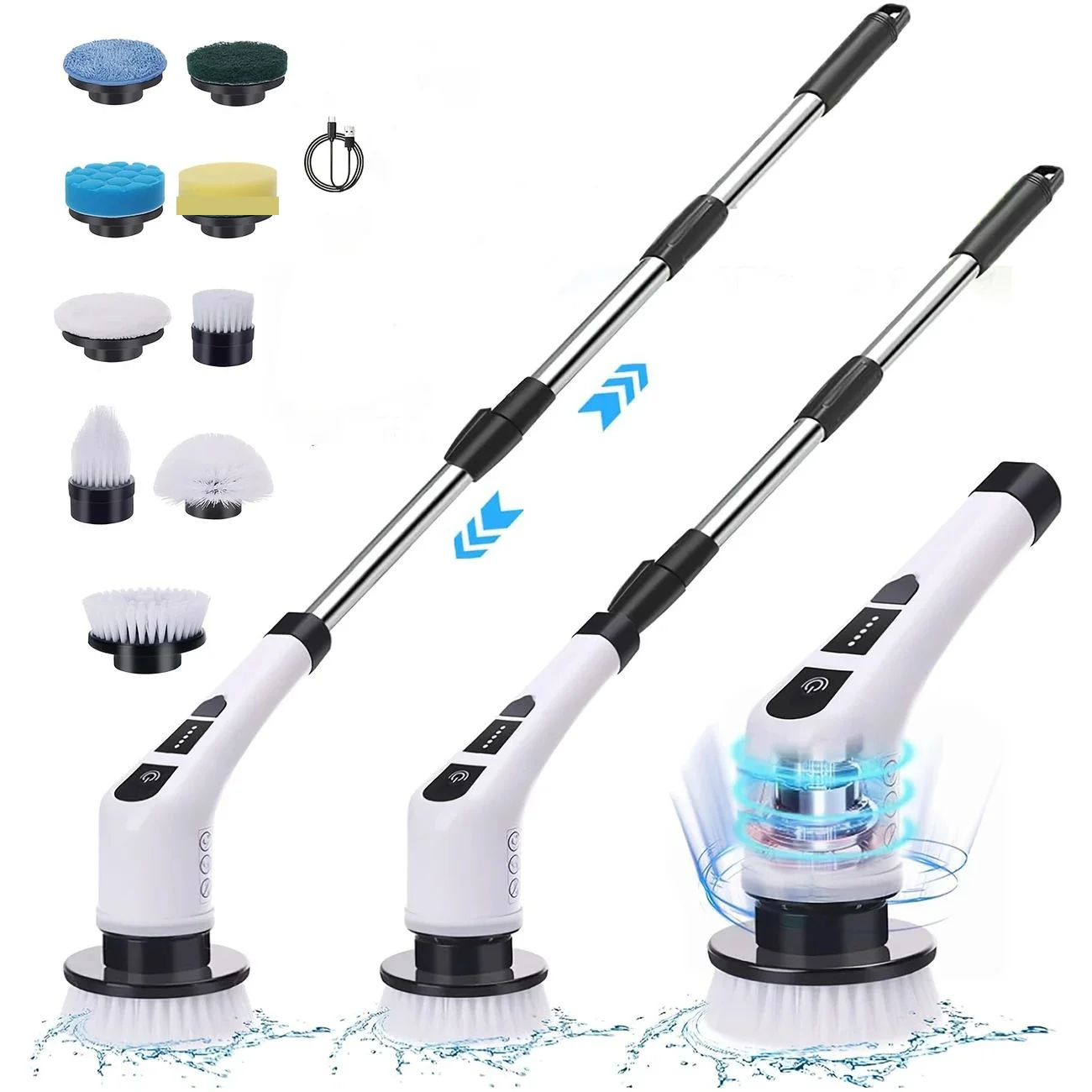 Electric Cleaning Brush:9-in-1 Head,rotates Flexibly Multifunction Tool For Bathroom, Floors, Corner Gaps And Shower   JJ3204VD