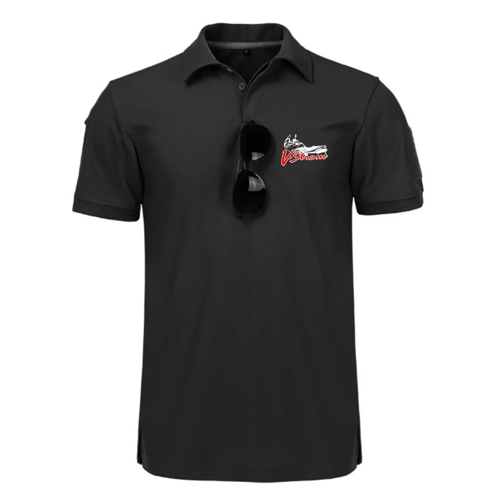 Men Polo Shirts TShirt Motorcycle V-Strom DL 650 Motorsport Team Logo Suzukies Tees Military Style Jersey Lapel Tops Tee POLOS