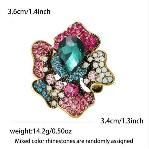 Luxury Large Crystal Flower Brooch Women's Coat Needled Fashion Casual Party Clothing Hat Accessories Banquet Everyday Jewelry