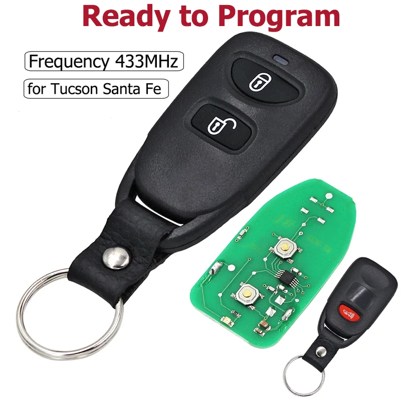 KEYECU 2+1 / 3 Button 433MHz For Hyundai Tucson Santa Fe 2005 2006 2007 2008 2009 Car Remote Control Smart Key Fob