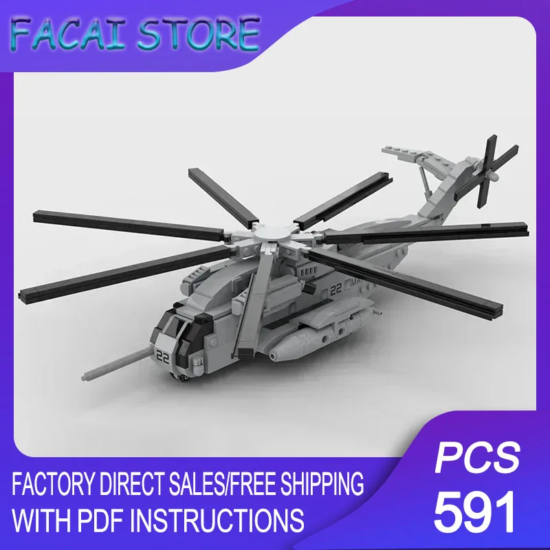 

Moc Building Blocks Military Series 1:72 Scale CH-53E Helicopter Model Technology Bricks DIY Assembly Famous Airplane Toys Gifts
