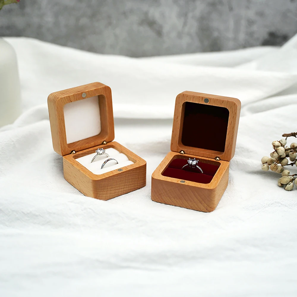 

Marriage Engagement Wooden Ring Box Wedding Gift Case Earring Jewelry Ring Storage Boxes