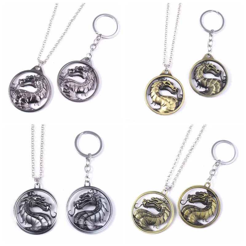 Game Mortal Kombat Keychain Metal Alloy Animal Dragon Key Ring Holder Chaveiro Gift for Men Car Key  Gift Accessories