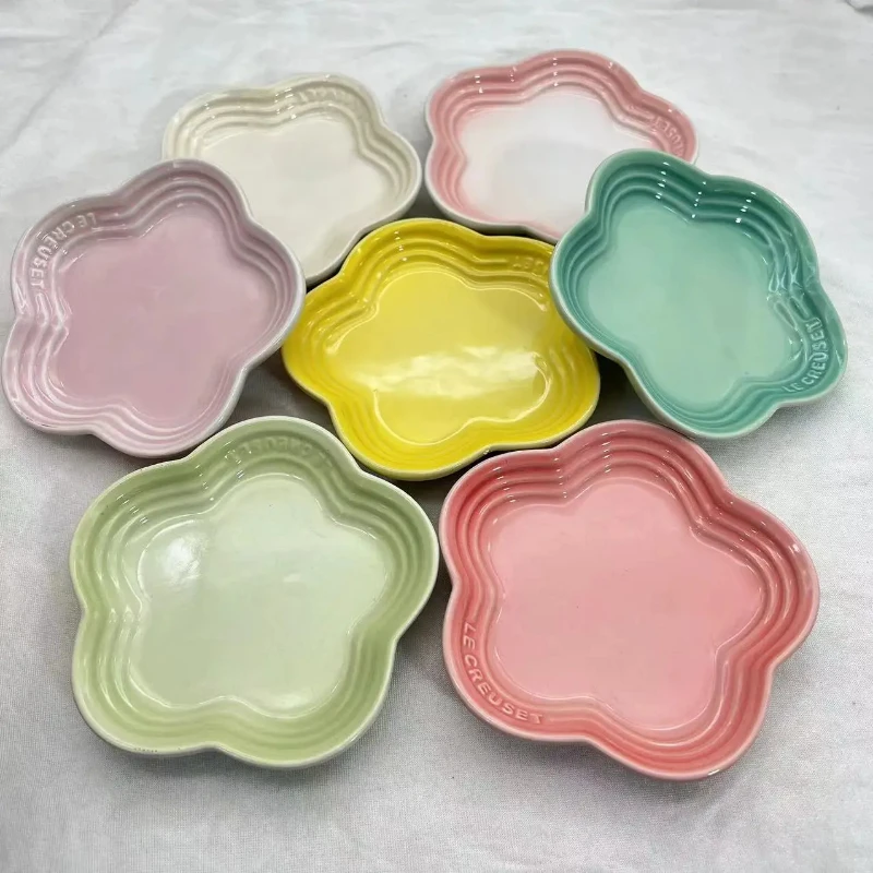 5.5inch Plum Blossom Small Plate Sauce Plates French Cool Color Cake Dish Gradual Spit Bone Dishs Tableware Ceramic Dessert