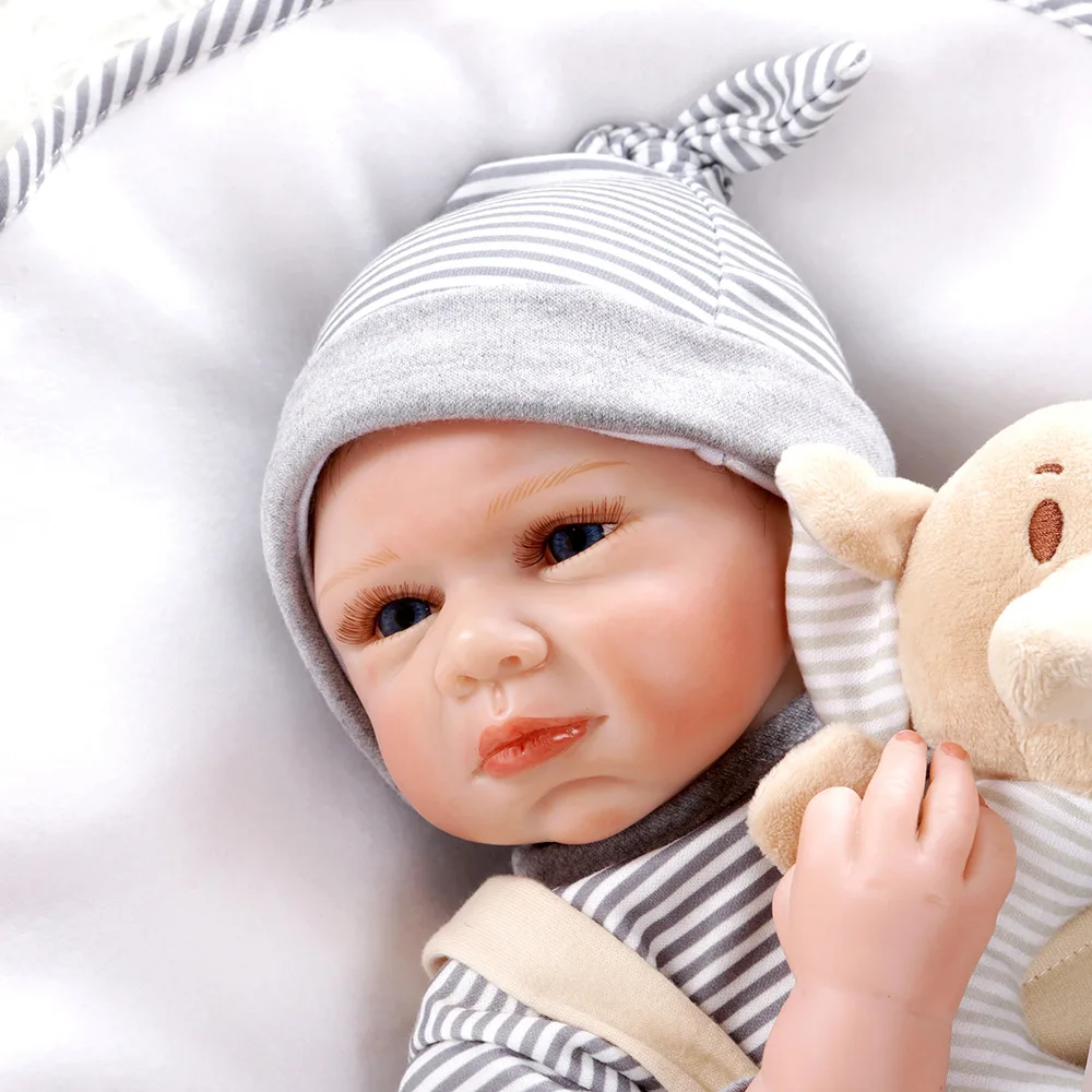 50cm Lifelike Realistic Reborn Baby Doll Handmade Silicone Vinyl Limbs Soft Cloth Body Children Girl Boy Birthday Christmas Gift