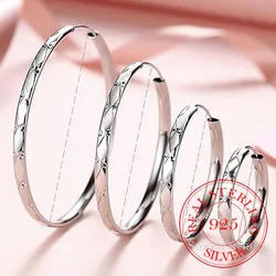 3/4/5/6CM 925 Sterling Silver Big Round Hoop Earrings For Women Fashion Party Luxury Quality Jewelry Accessories Christmas Gift
