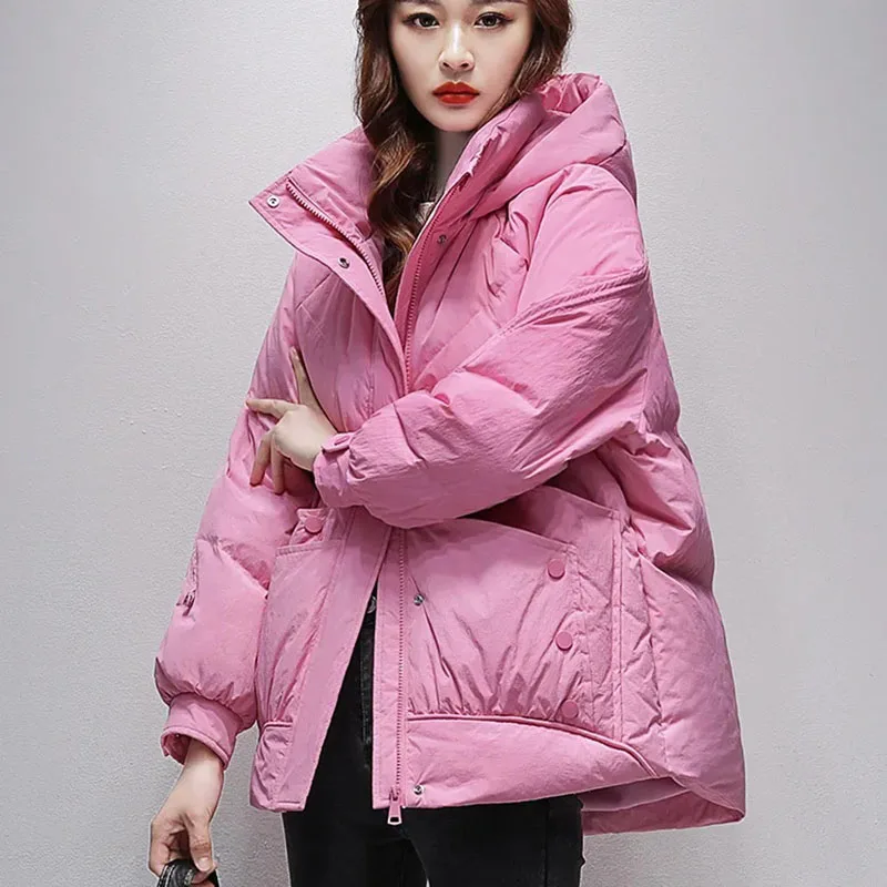 

New Winter Thicke Warm Down Cotton Coat Women's Short Padded Jacket Fashion Female Casual Detachable Hooded Parker Outerwear