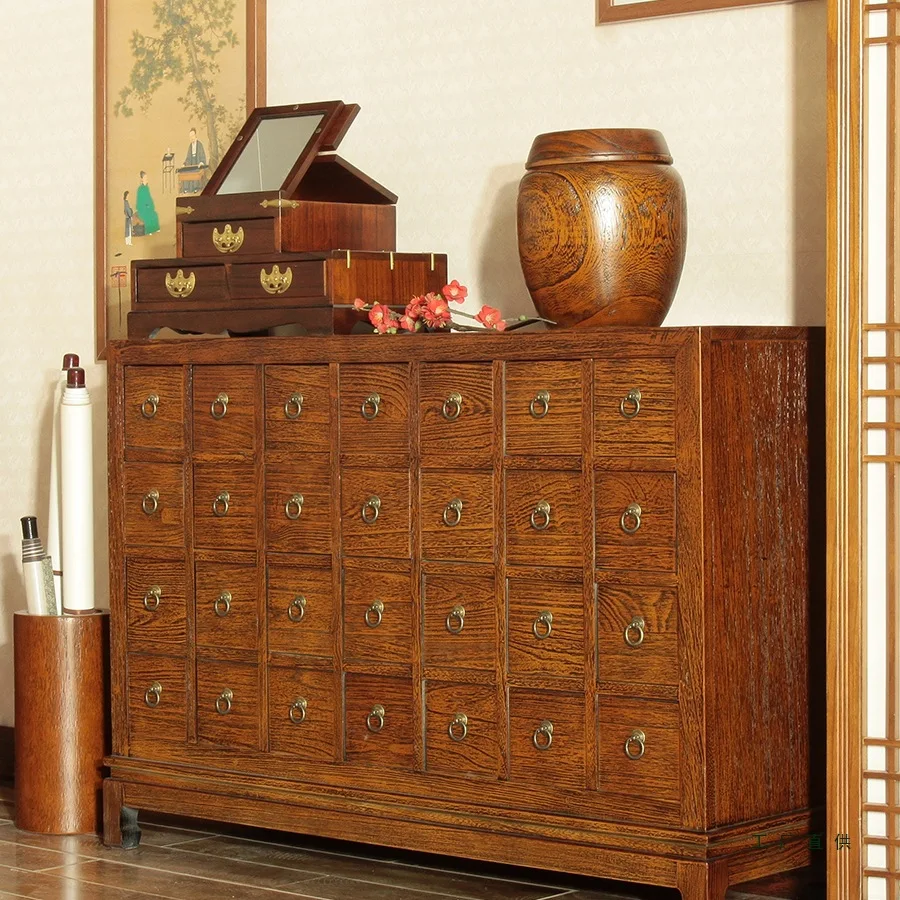 Solid wood traditional Chinese medicine cabinet, household family traditional Chinese medicine cabinet, entrance living room